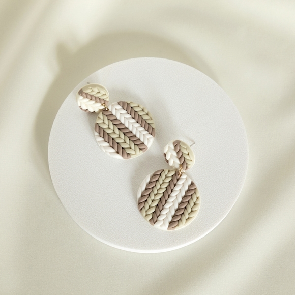 Olive Knit Earrings - Picture 3 of 6